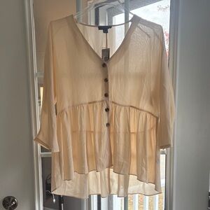 Primark Light Tan Button-Down Blouse